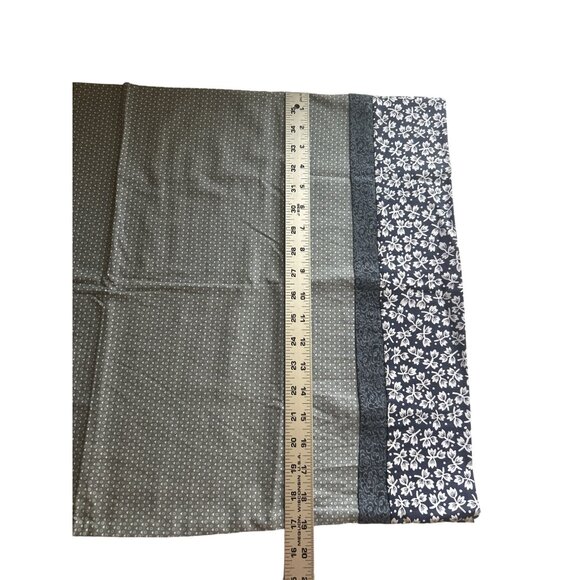 Handmade Navy & Gray Pillowcases With Contrasting Floral Pattern 29" x 19" - Picture 5 of 6